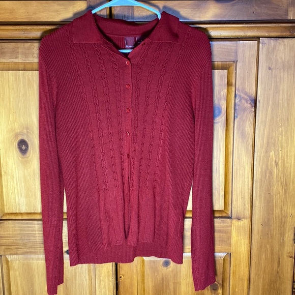 Merona Sweaters - Merona Red Button Up Sweater Blouse